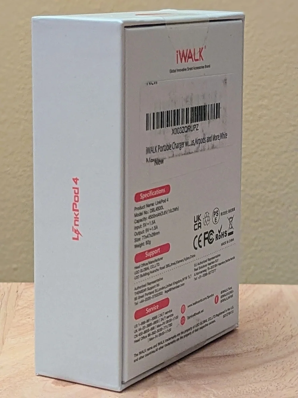 iWALK LinkPod 4 Portable Charger 4500mAh Docking Battery Power Bank iPhone White